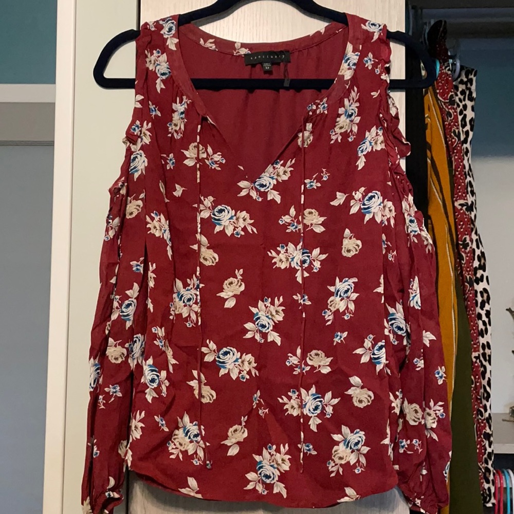 Sanctuary cold shoulder floral blouse